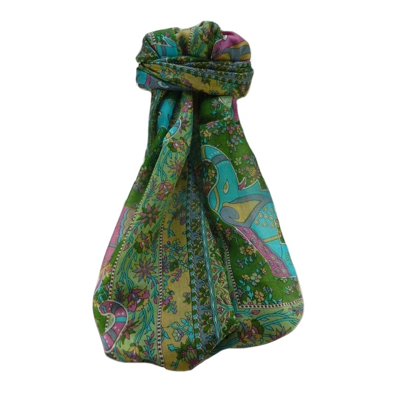Mulberry Silk Traditional Long Scarf  Pyar Sage by Pashmina & Silk | Fruugo SG