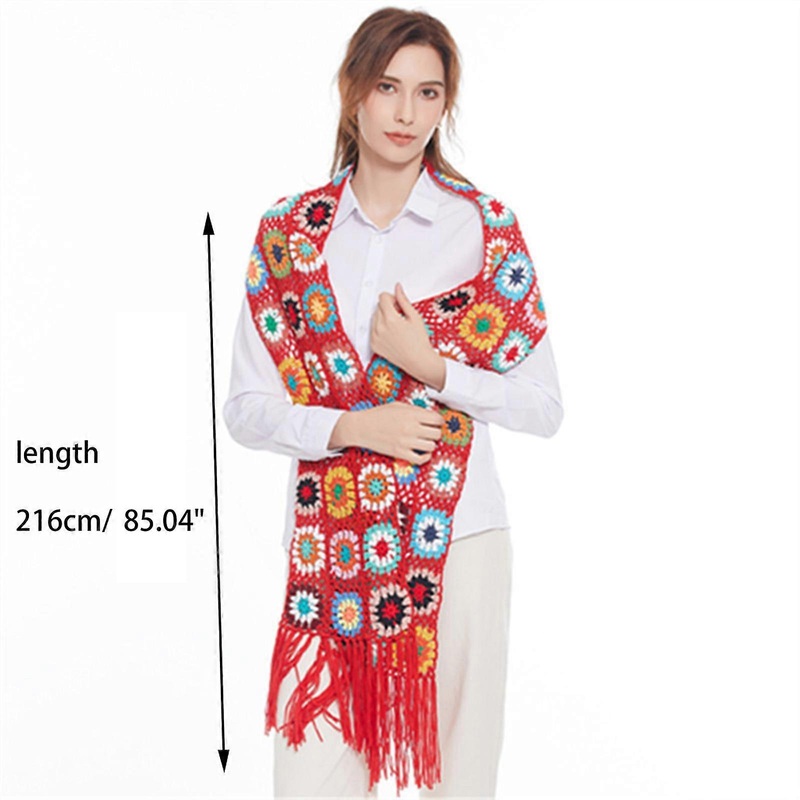 Women’s Fall Winter Scarf Classic Tassel Samll Flowers Crochet Scarves Warm Stylish Suitable for Xmas New Year Present  Red | Fruugo SG
