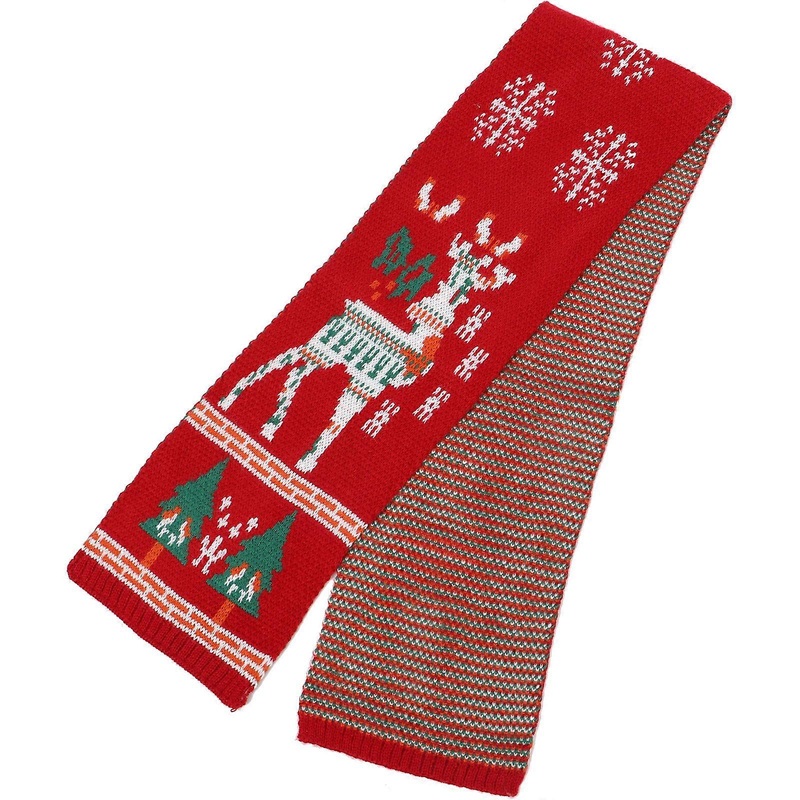 Christmas Scarf Knitted Warmth Red 124x19cm Woolen Yarn For Kids 1Pcs | Fruugo SG