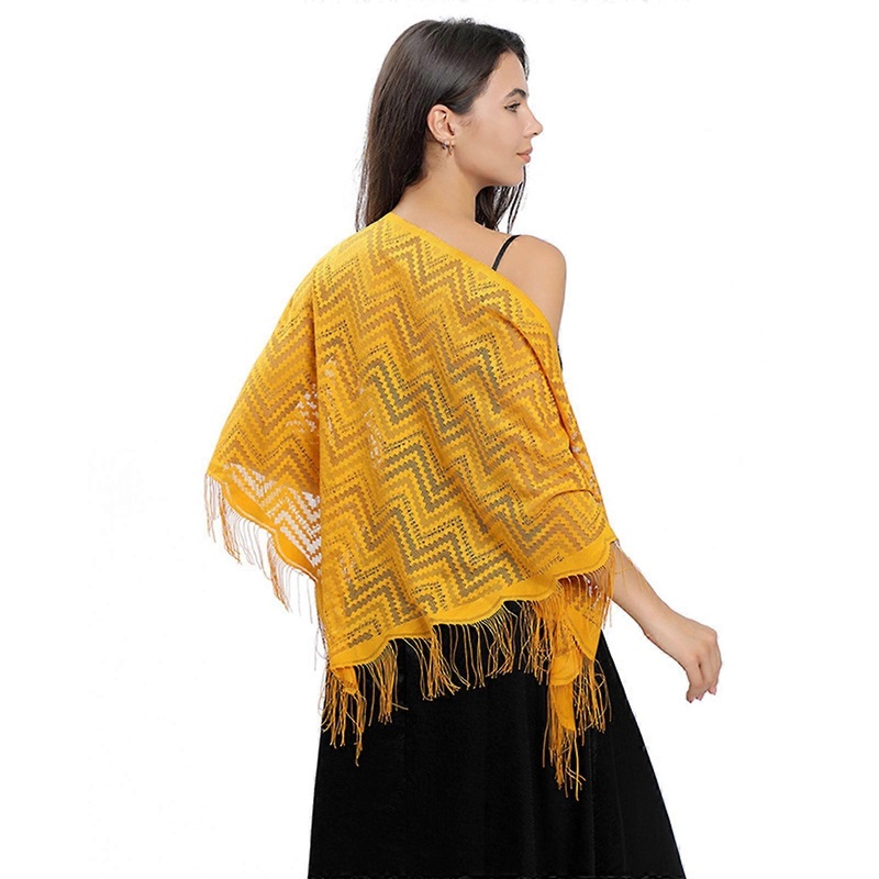 Delicate Tassels Decor Scarf for Ladies Spring Summer Lightweight Shawls Wedding Party Sunproof Triangle Anti-uv Scarves  Yellow | Fruugo SG