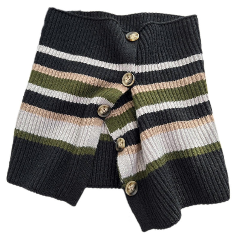 Elegant Knitted Neck Scarf with Functional Buttons for Daily Wear Fashion Neck Warmer Shoulder Wrap for Women Windproof  green black | Fruugo SG