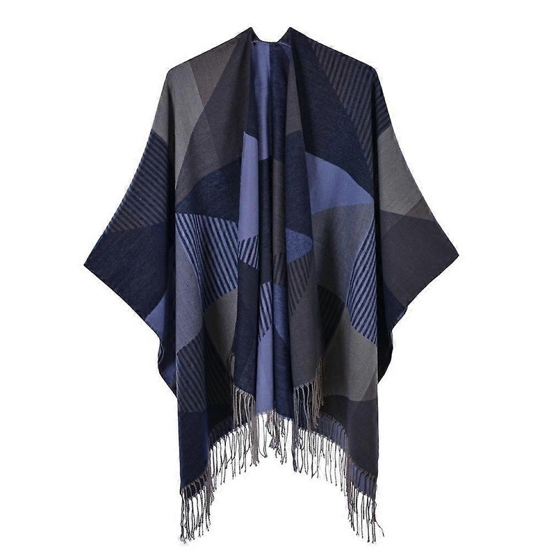 Fringed Hem Pashmina Shawl Wrap Winter Warm Poncho Open Front Cape for Lady | Fruugo SG