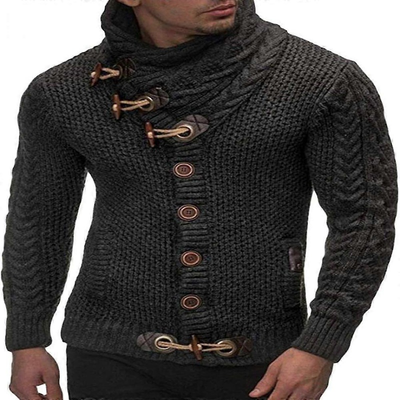 Mens Cable Knit Cardigan Sweater Shawl Collar Button Closure Loose Fit Long Sleeve Casual Cardigans | Fruugo SG