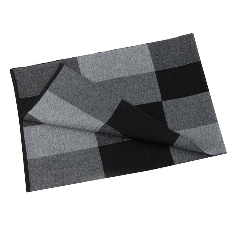 Mens Fashion Scarf Plaid Warmth Winter Neckwear Black Rectangular 1Pack | Fruugo SG