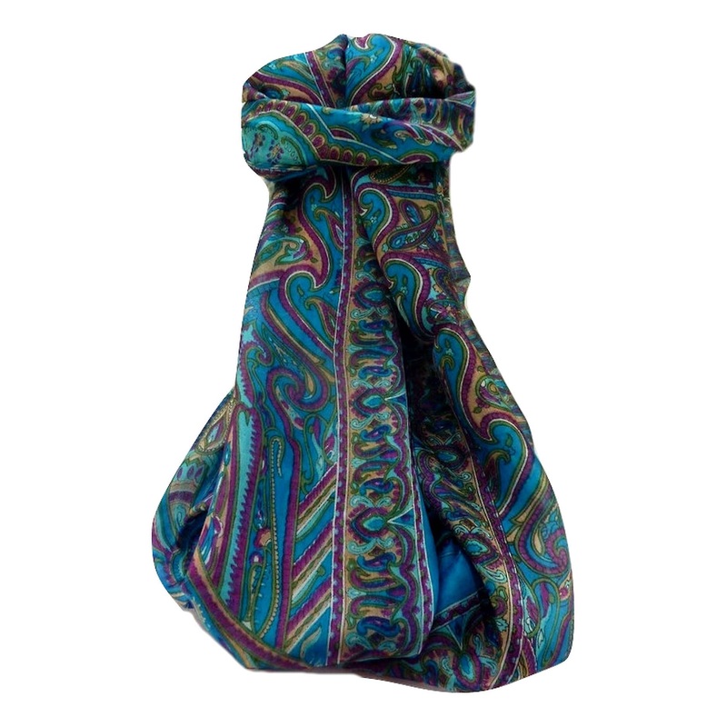 Mulberry Silk Traditional Long Scarf  Yami Aqua by Pashmina & Silk | Fruugo SG