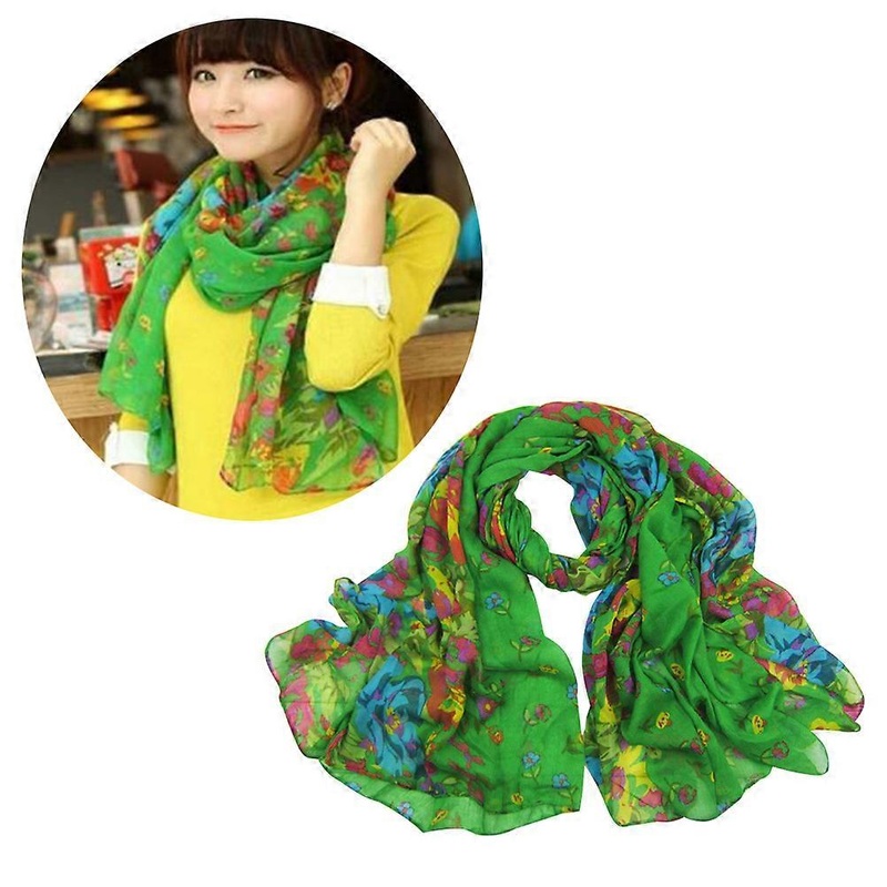Women’s Rustic Lightweight Scarf Floral Design Sun Protection Green 160x50cm 1Set | Fruugo SG