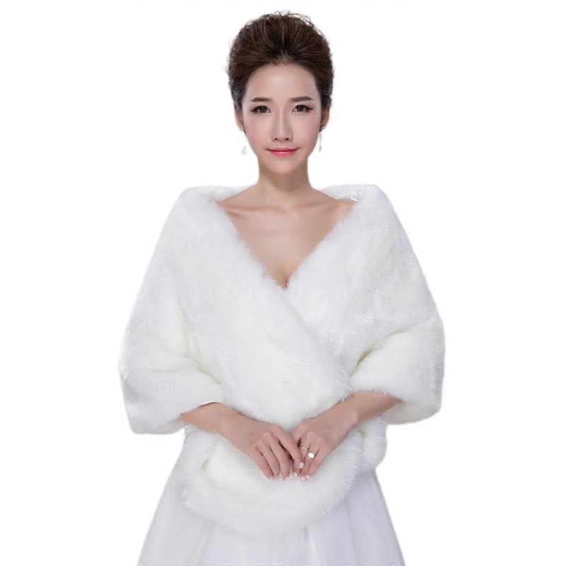 Womens Winter Wedding Thicken Plush Off Shoulder Shawl Wrap Bolero Prom Bridal E | Fruugo SG