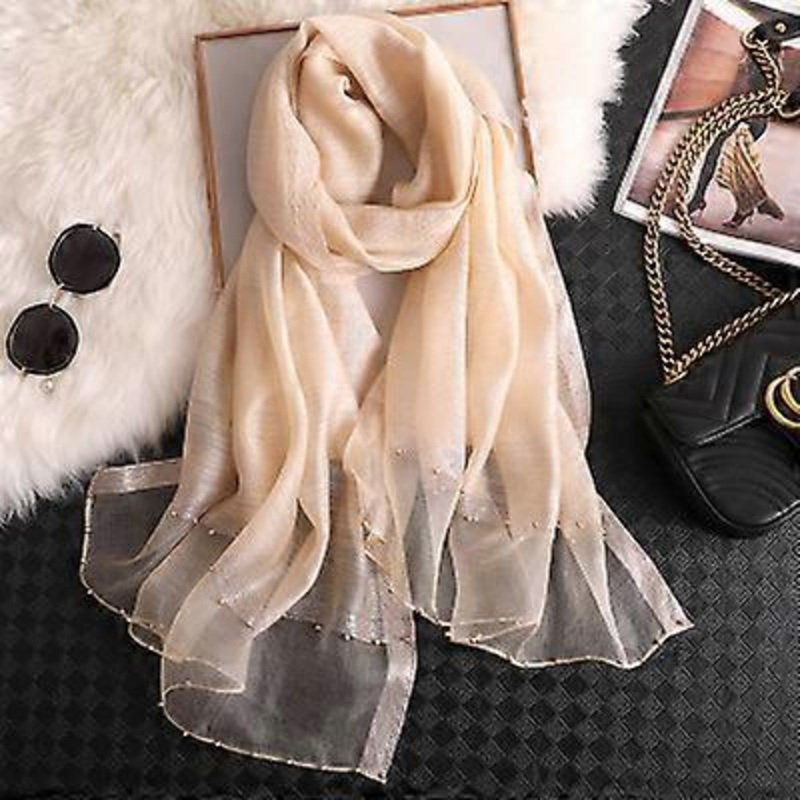 2023 New Summer Silk Scarf For Women Long Size Pashmina Lady Shawl Female Wraps Bandana Foulard Hijabs Solid Soft Beach Stoles | Fruugo SG