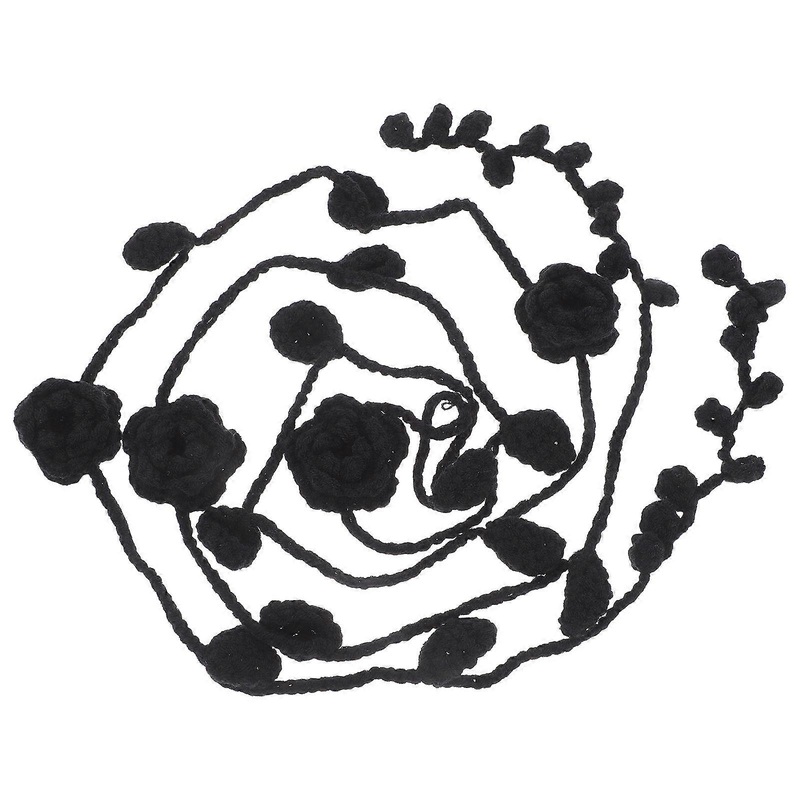 Floral Crochet Scarf Elegant Scarf For Parties Boho Style Black 200.00X4.00X1.50CM Neck Decoration 1Pcs | Fruugo SG