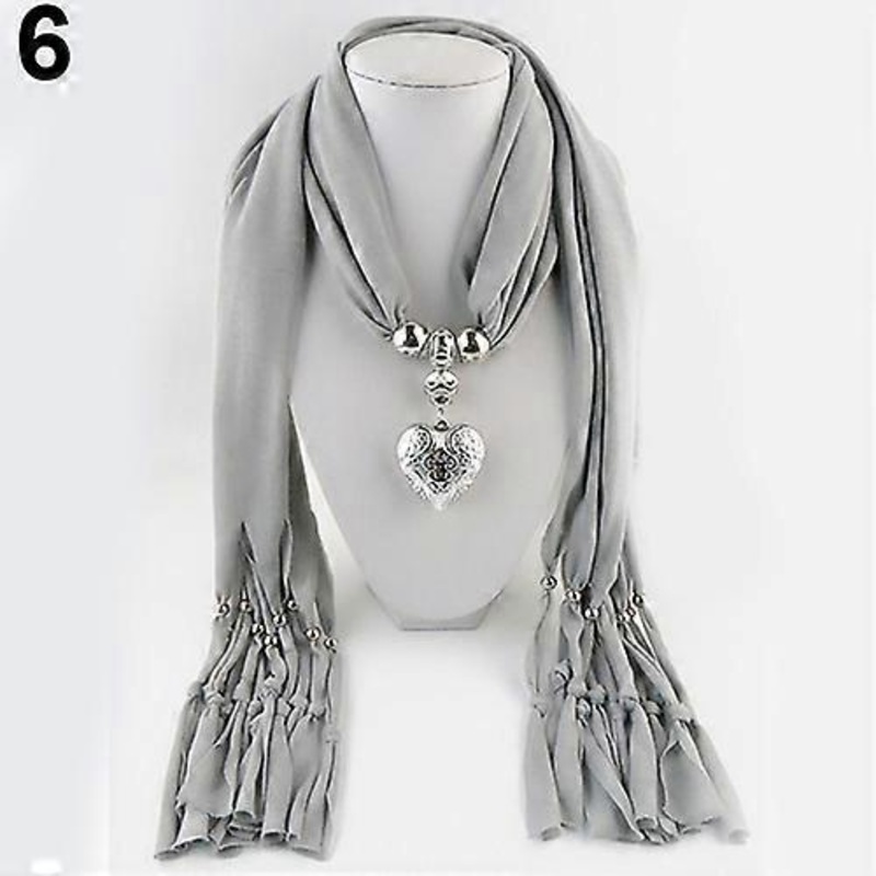 Women Fashion Soft Bead Tassels Scarf with Love Heart Charm Pendant Accessory | Fruugo SG