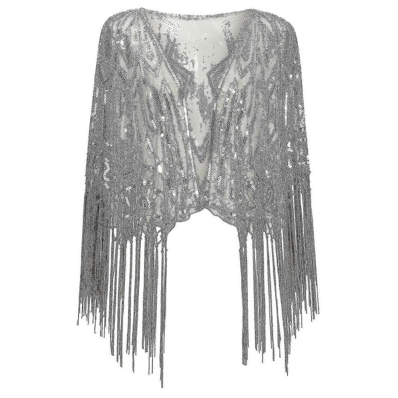 Women’s 1920s Shawl Beaded Sequin Deco Evening Cape Bolero Flapper Cover Up | Fruugo SG