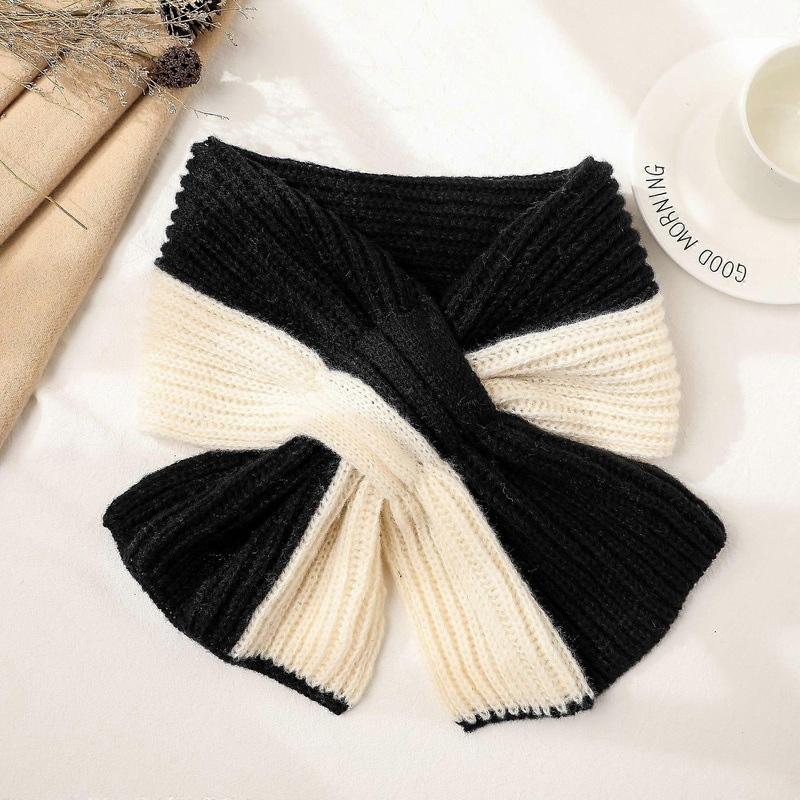 Women’s autumn and winter cross knitted scarf small scarf short winter warm neck protection 23*88CM | Fruugo SG