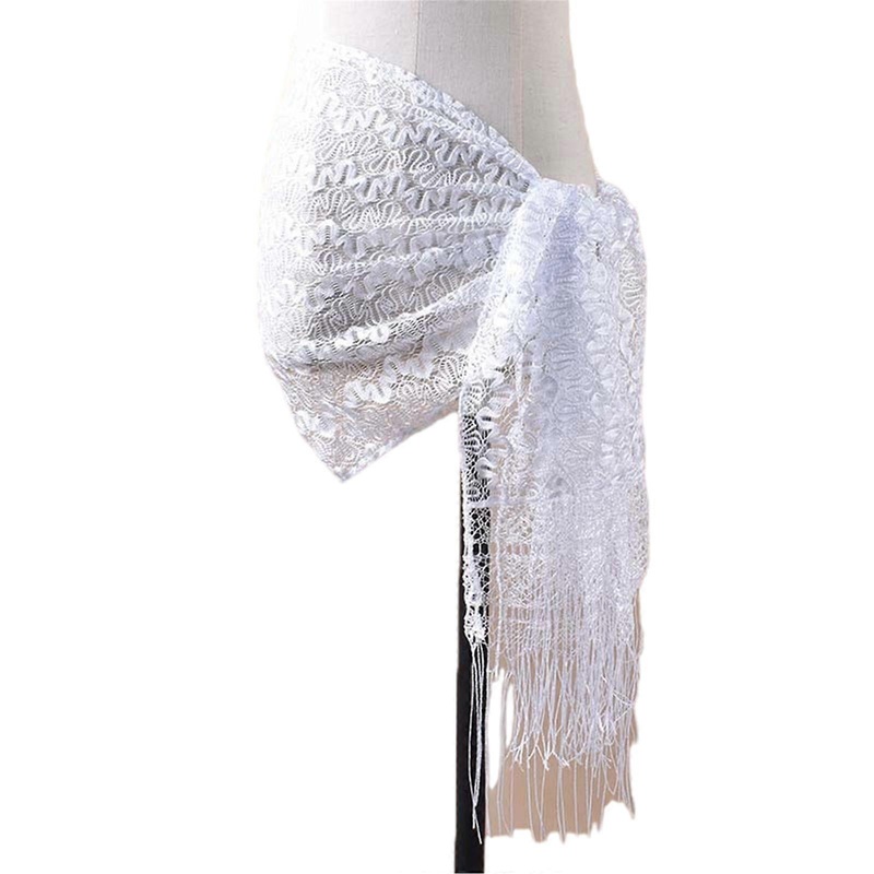Women Scarf Ethnic Lace Collar Elegant Exotic Shawl Neckerchief Collar Autumn Fringed Neck Scarf  White | Fruugo SG