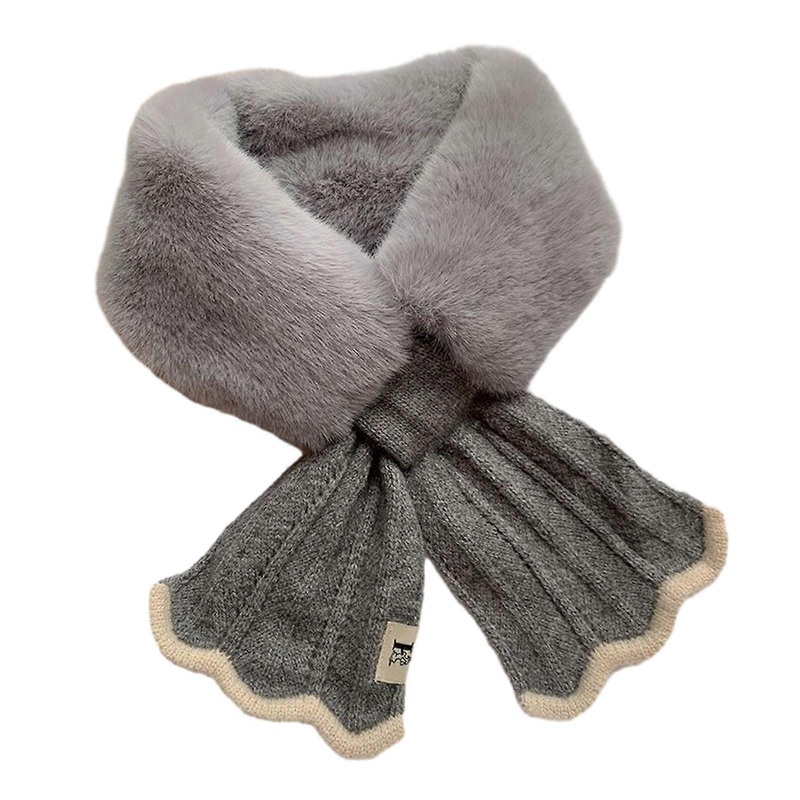 Women Scarf Knitted Small Warm Collar Neck Warmer Neckerchief Patchwork Autumn Winter Neck Scarf  Gray | Fruugo SG