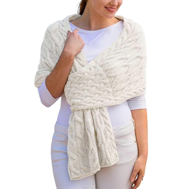 Women Solid Color Scarf Winter Warm Wide Long Scarf Thickened Windproof Knitted Scarf Shawl for Home | Fruugo SG