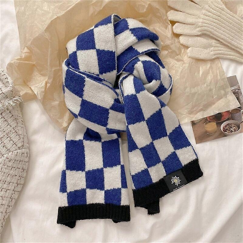 Women Winter Knitted Soft Scarf Casual Plaid Design Woolen Yarn Neckerchief Bufanda Female Cashmere Warm Korean Style | Fruugo SG