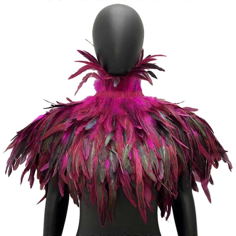 Adults Halloween Feathers Cloak Cosplay Costume Gothic Cape Feather Shawl Female Universal Neck Scarf Festival Neckwear  Rose red | Fruugo SG