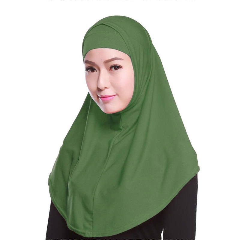 Cotton 2Pcs Hijab Cap with Tube Hood Muslim Stretch Solid Color Turban Full Cover Shawl Hat Full Neck Coverage for Women  Army Green One Size | Fruugo SG
