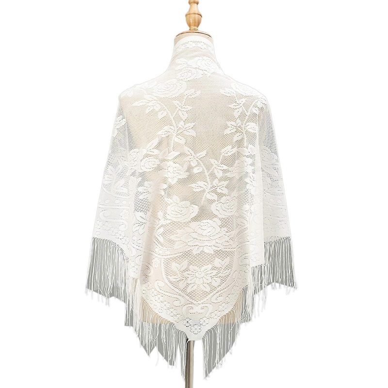 Fashionable Lace Triangular Scarf Shawl Wrap with Tassels Sunproof Shoulder Wrap for Women Daily Wear and Evening Party  White | Fruugo SG