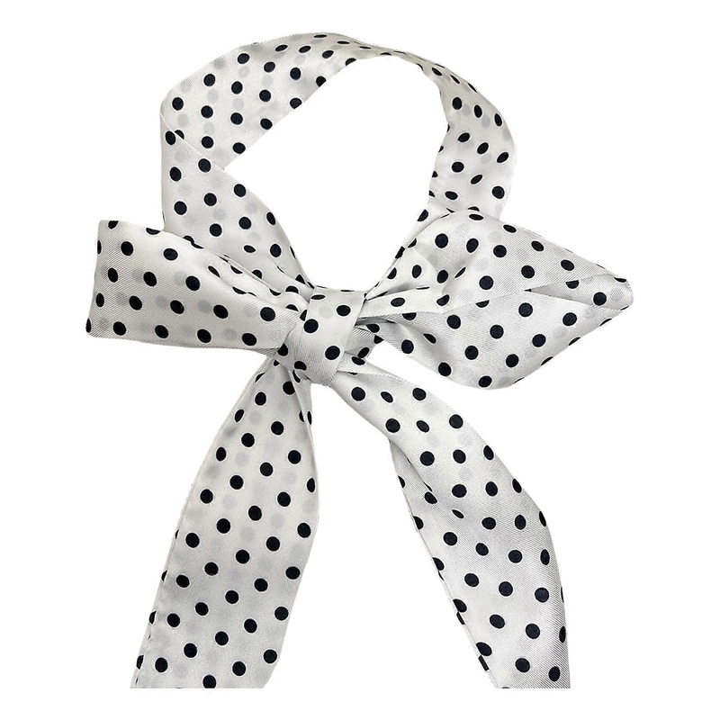 Hand Tied Hairband Silk Scarf Neck Wrap for Women Dress Long Ribbon Scarf Hairtie French Dotted Scarf for Evening Party  White | Fruugo SG