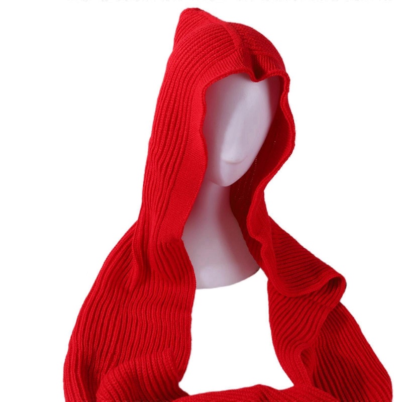 Hooded Shawl Wrap Crochet for Head Scarf One Piece Scarf Crochet Knit Hat For Women Hooded Hat Hooded Scarf Hat  Red | Fruugo SG
