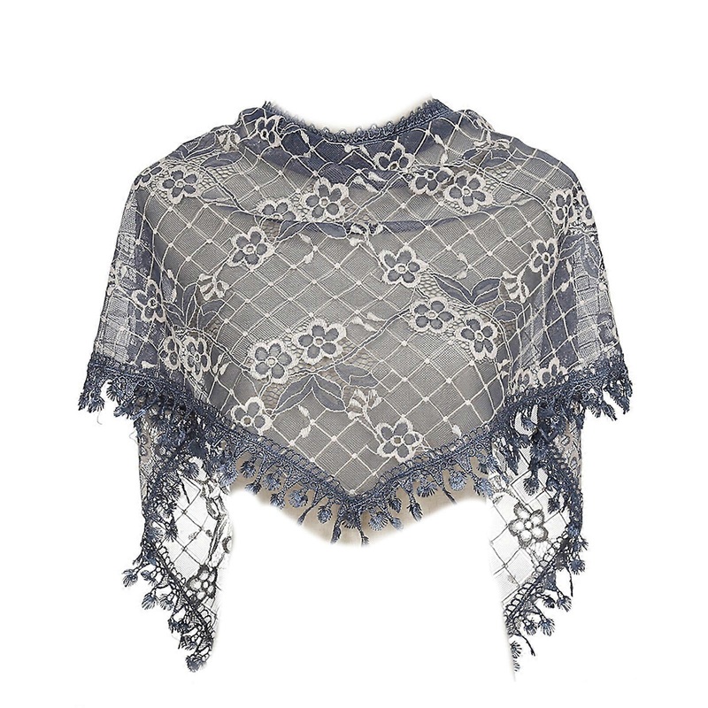 Lace Fringe Scarf Summer Hijab Lace for Triangle Scarf Tassel Shawl Scarf Tudung Hijab Floral Print Scarf  Denim Blue | Fruugo SG