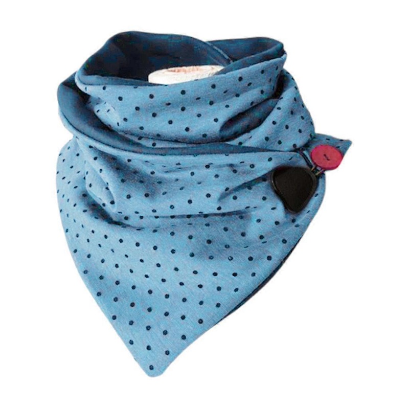 Women Men Winter Button for Triangle Scarf Vintage Polka Dot Printing Thicken Neck Warmer Cold Weather Windproof Shawl W  Blue | Fruugo SG