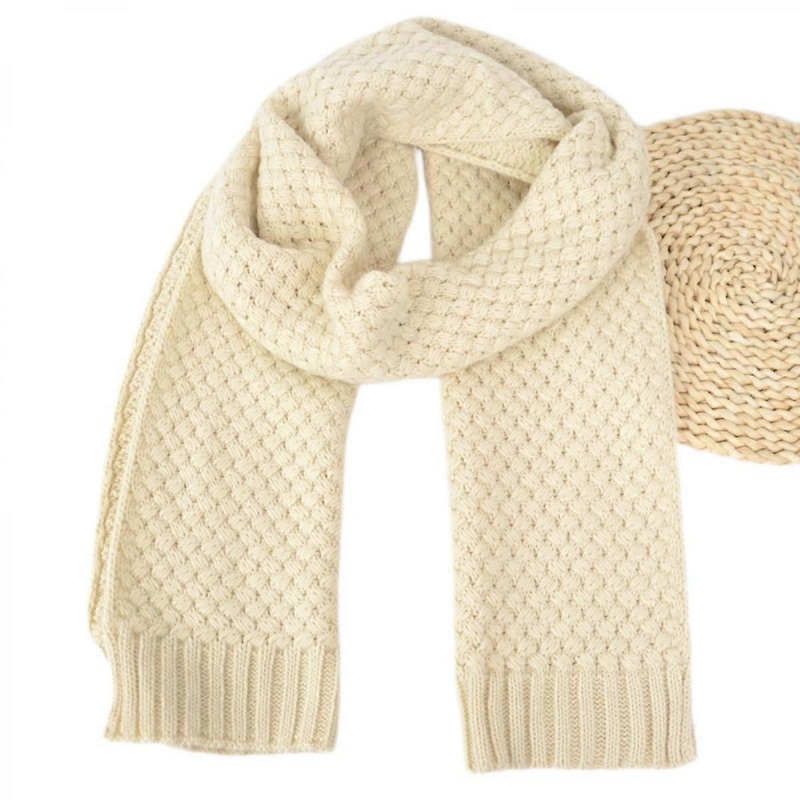 Women Men Winter Thick Cable Knit Wrap Chunky Warm Scarf(White) | Fruugo SG