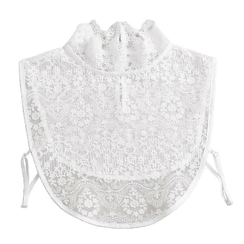 Women Ruffles Turtleneck Fake Collar Floral Lace Curved Detachable Half Blouse | Fruugo SG