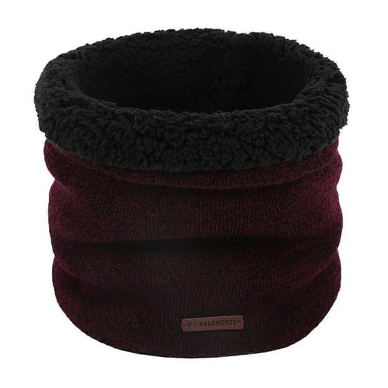 Men Winter Knitted Neck Warmer Gaiter Thick Plush Lined Windproof Circle Scarf  Wine Red | Fruugo SG