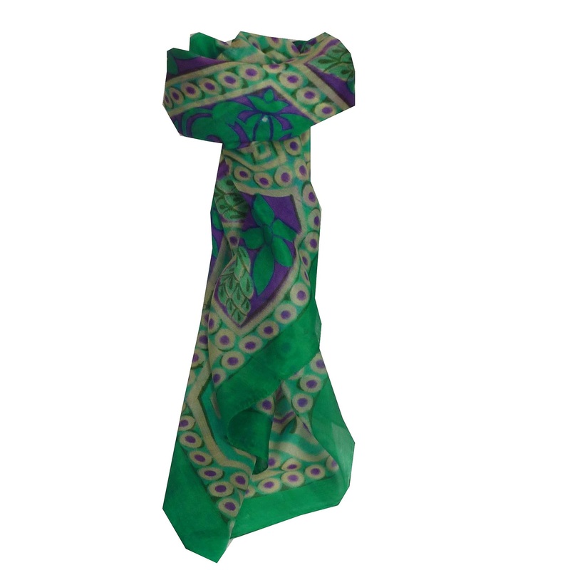 Mulberry Silk Contemporary Square Scarf Madhu Teal by Pashmina & Silk | Fruugo SG