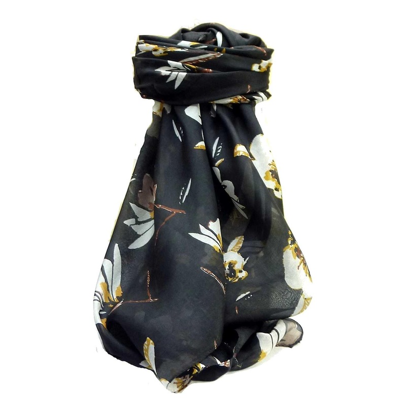Mulberry Silk Contemporary Square Scarf Roha Black by Pashmina & Silk | Fruugo SG