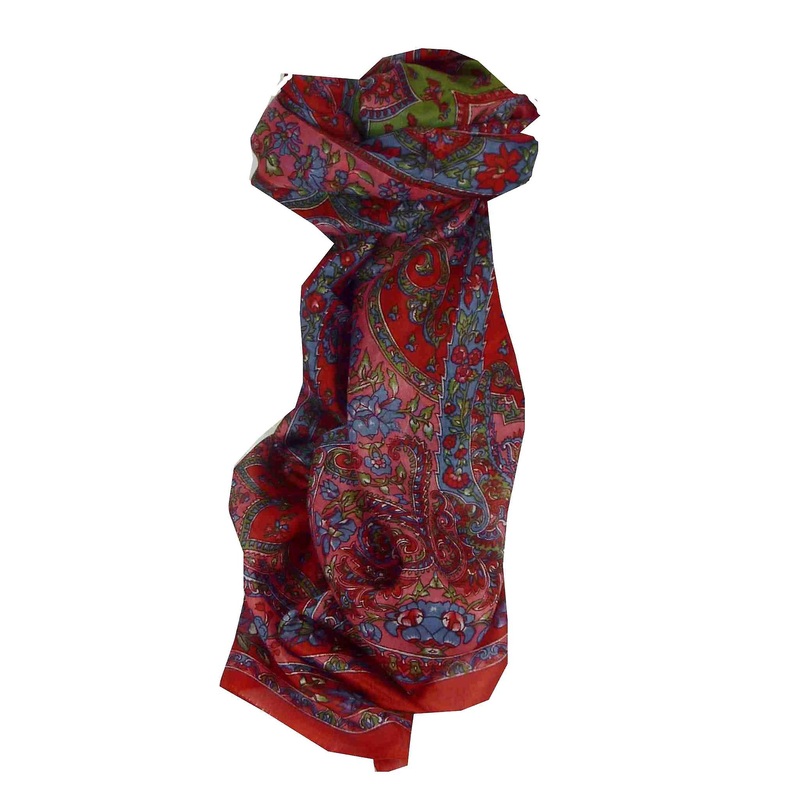Mulberry Silk Traditional Long Scarf Chamelia Red by Pashmina & Silk | Fruugo SG