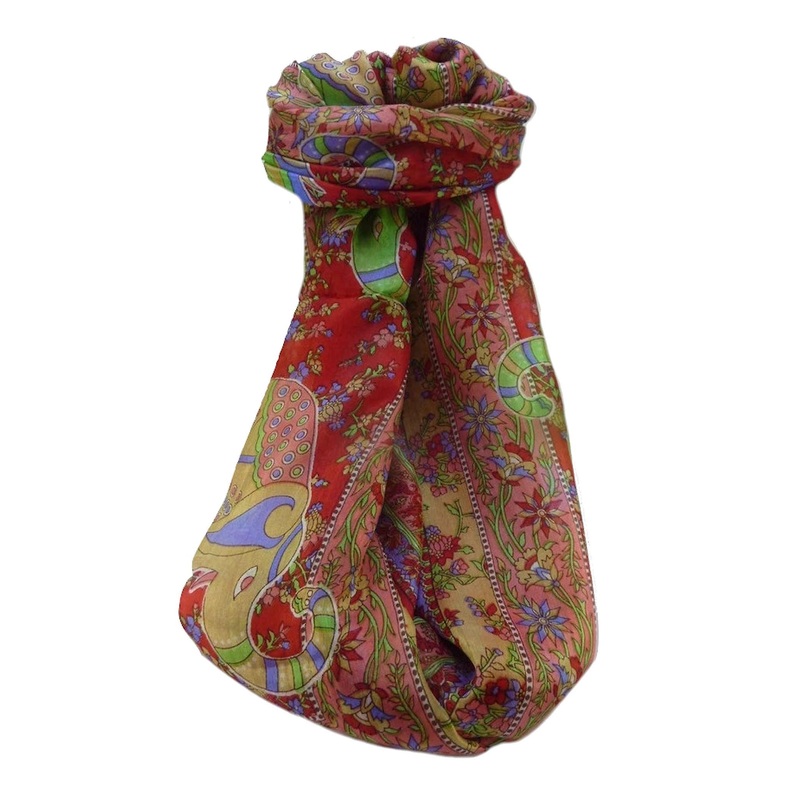 Mulberry Silk Traditional Long Scarf  Pyar Scarlet by Pashmina & Silk | Fruugo SG