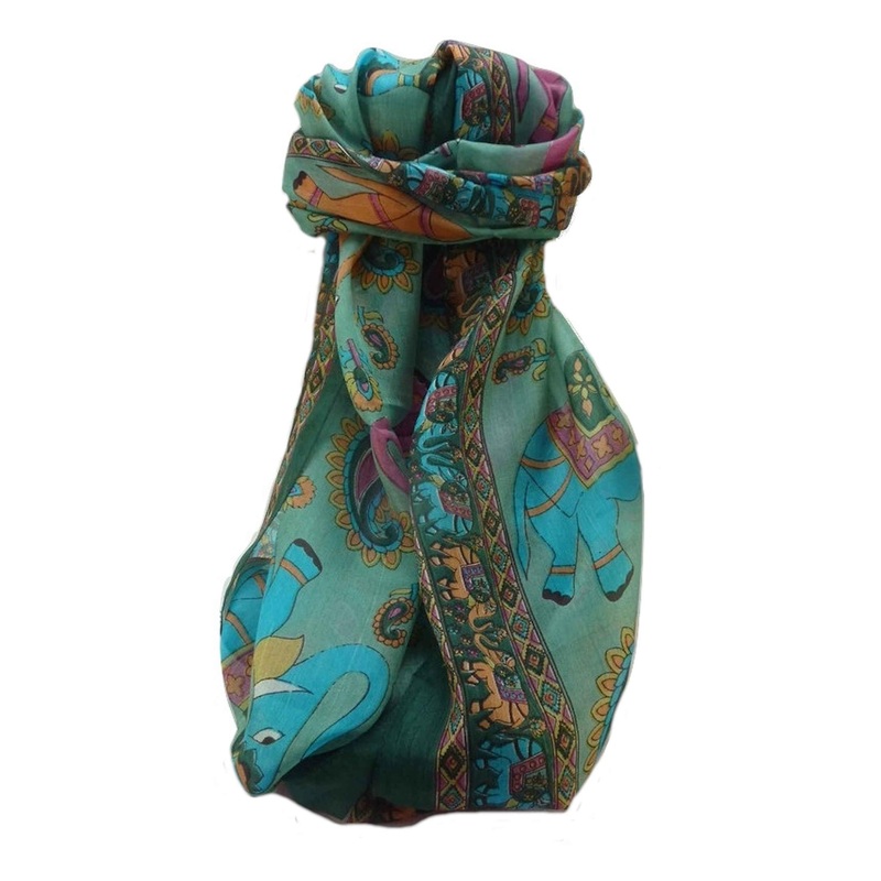 Mulberry Silk Traditional Long Scarf  Qamar Sage by Pashmina & Silk | Fruugo SG