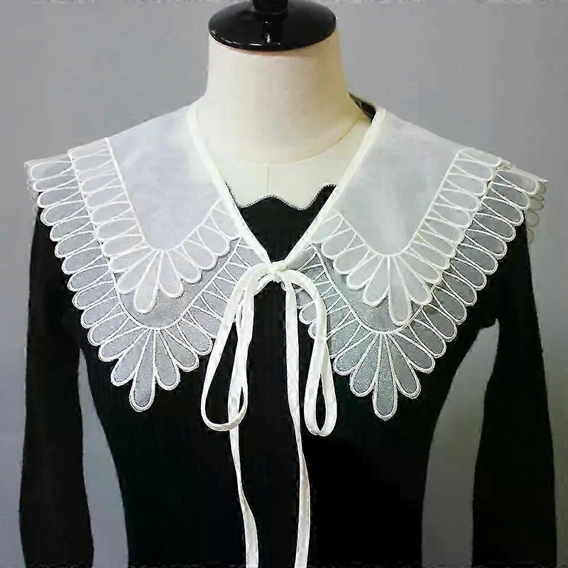 Women Vintage Embroidery Paisley Big Shawl Ruffled Stand Victorian Steampunk Fake Collar | Fruugo SG