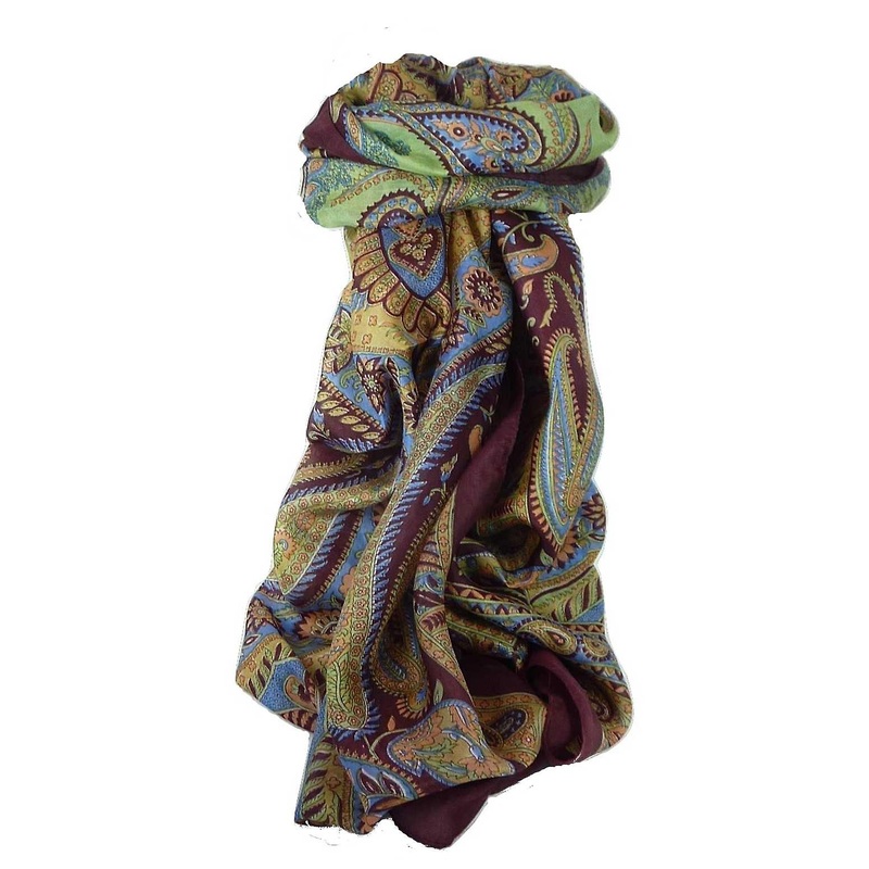Classic Paisley Long Scarf Mulberry Silk Charan Hibiscus by Pashmina & Silk | Fruugo SG