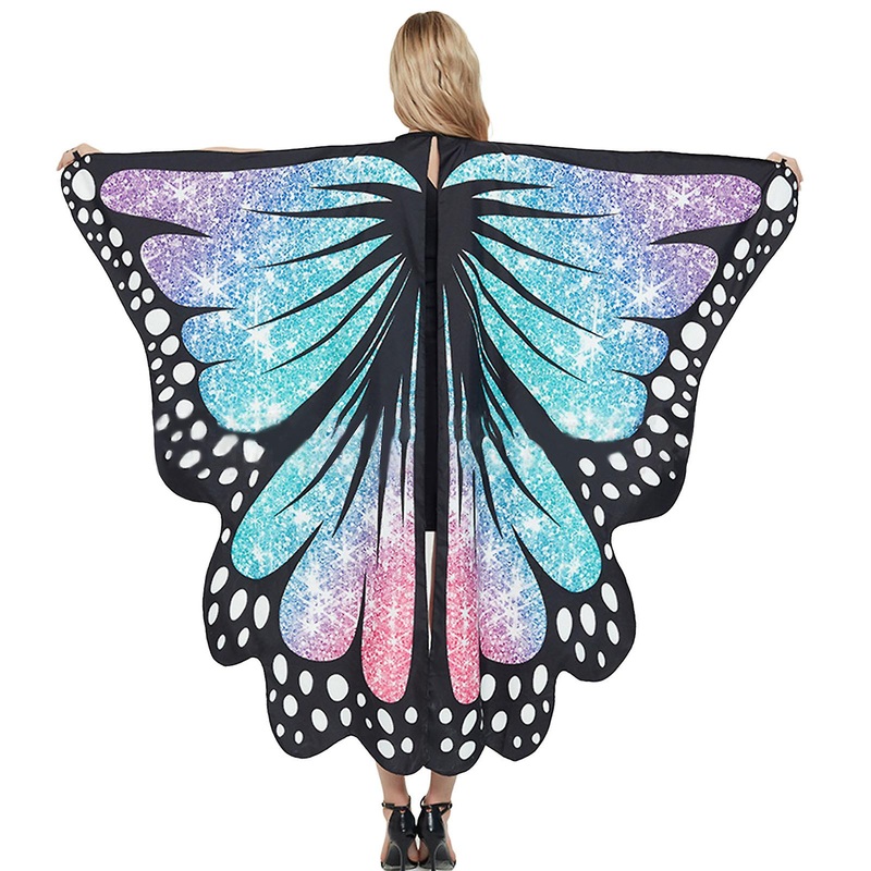 Farfi Butterflies Wing Starry Sky Print Lace Up Anti-pilling Washable Wrinkle-free Cosplay Accessories Super Soft Halloween Costume Party Adults Butte | Fruugo SG