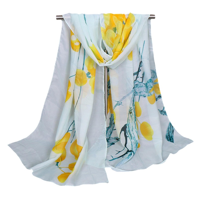 Farfi Fashion Ink Painting Old Tree Floral Print Women Chiffon Thin Shawl Long Scarf | Fruugo SG
