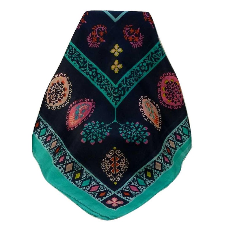 Mulberry Silk Contemporary Square Scarf Nanda Aqua by Pashmina & Silk | Fruugo SG
