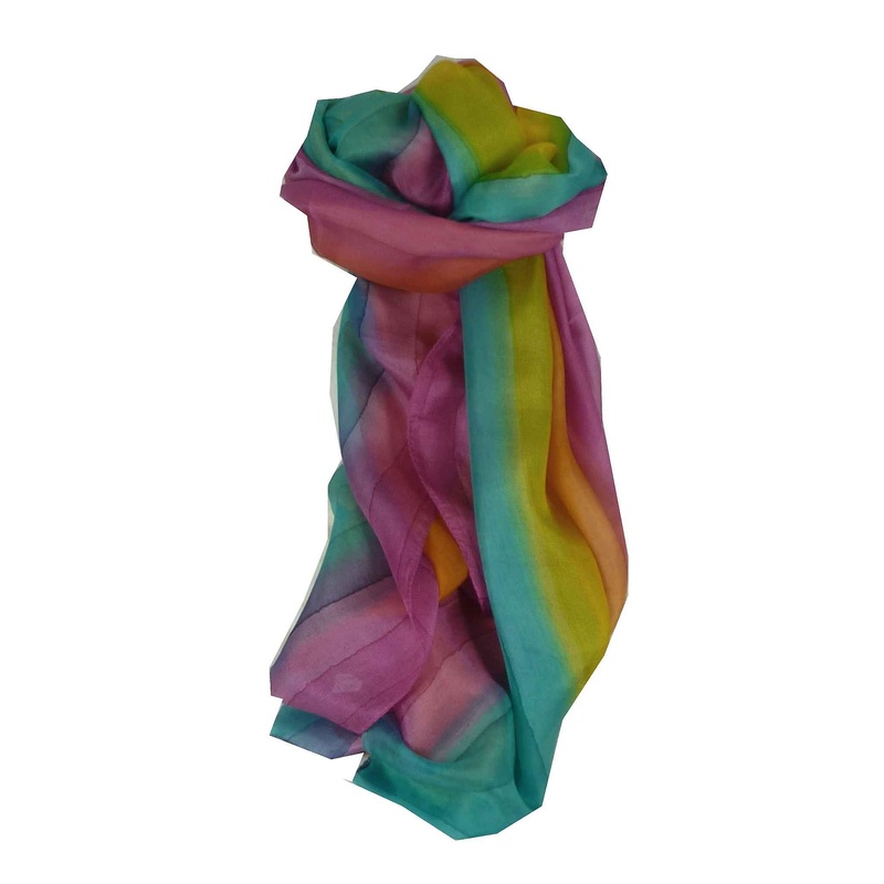 Mulberry Silk Hand Dyed Long Scarf Patel Rainbow Palette from Pashmina & Silk | Fruugo SG