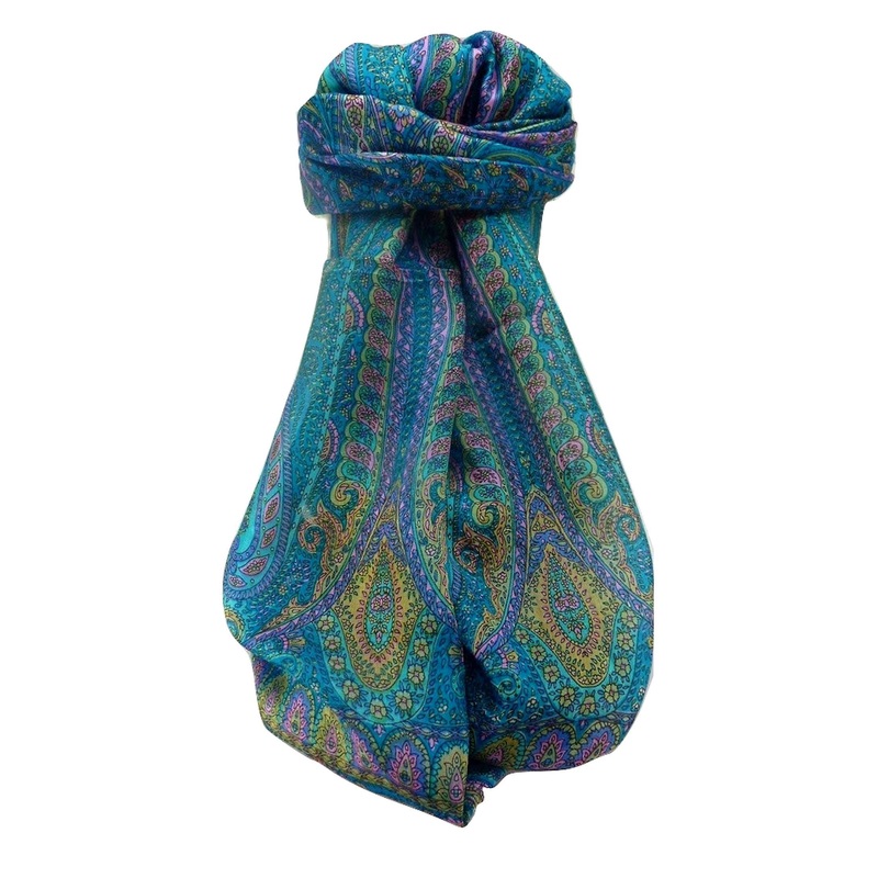Mulberry Silk Traditional Long Scarf  Ranveer Aqua by Pashmina & Silk | Fruugo SG