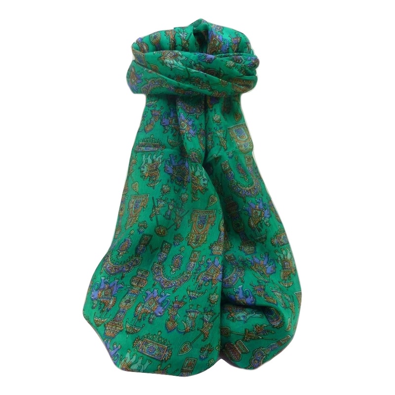 Mulberry Silk Traditional Long Scarf  Vimi Emerald by Pashmina & Silk | Fruugo SG