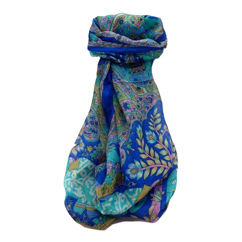 Mulberry Silk Traditional Long Scarf  Zhu Blue by Pashmina & Silk | Fruugo SG