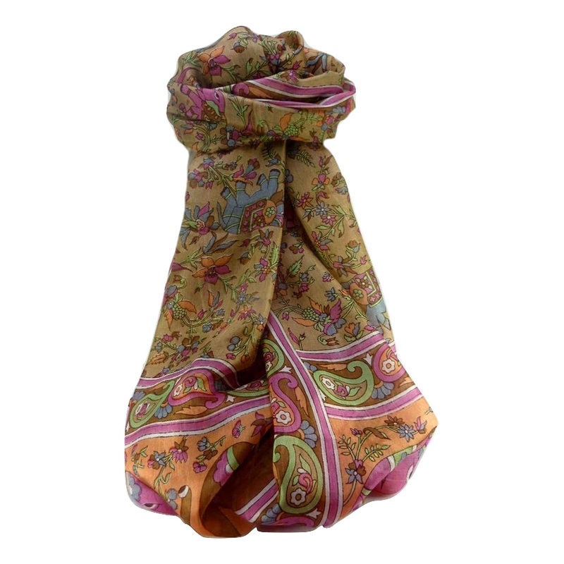 Mulberry Silk Traditional Long Scarf  Zinta Chestnut by Pashmina & Silk | Fruugo SG