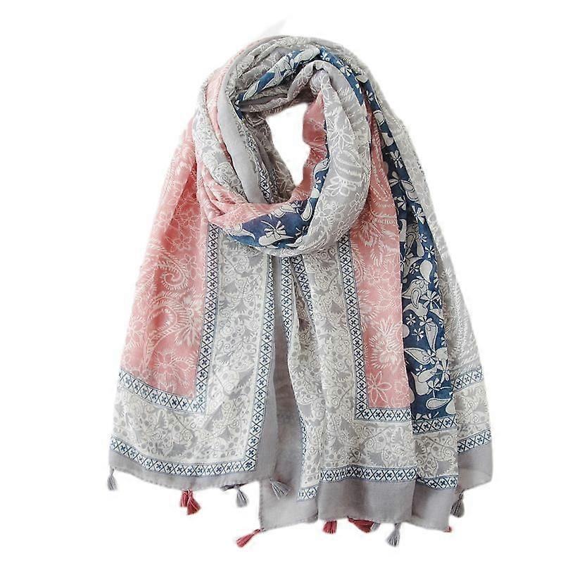 Women’s Boho Scarf Lightweight Floral Print Scarf Fall/Winter Fashion Fringe Scarf Shawl,Birthday Gift,Christmas Gift-SL2004-051 Pink | Fruugo SG