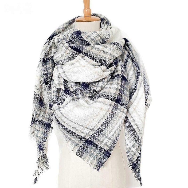 Women Tartan Scarf – Winter Long Scarves Plaid Warm Wraps Wool British Style For Ladies Spinning Tassel Shawl Long Stole,Blue | Fruugo SG