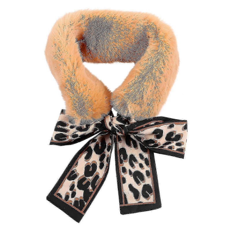 1 x Faux Rabbit Fur Scarf Warm Plush Collar Khaki | Fruugo SG