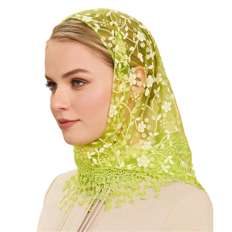 Chic Flower Pattern Lace Bandanas Head Scarf for Women Sun Protections and Music Festival Wear Photography Headpiece  Grass green | Fruugo SG