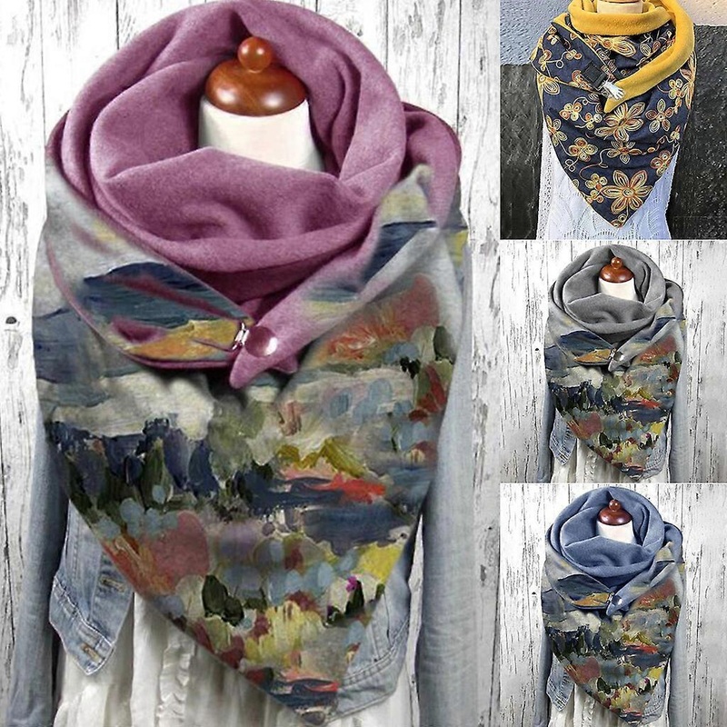 Colorful Large Size Women Button Blanket Scarf for Girl Winter Cotton Shawls and Wraps Cape Keeping Warm Hijab Windproof  Red | Fruugo SG